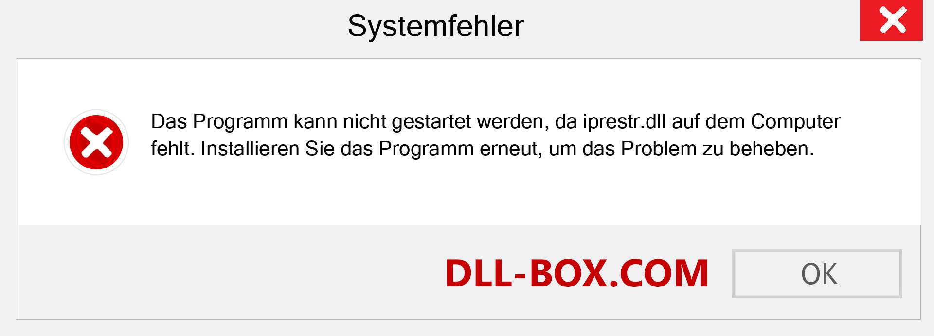 iprestr.dll-Datei fehlt?. Download für Windows 7, 8, 10 - Fix iprestr dll Missing Error unter Windows, Fotos, Bildern