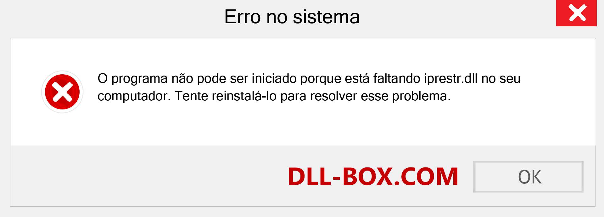 Arquivo iprestr.dll ausente ?. Download para Windows 7, 8, 10 - Correção de erro ausente iprestr dll no Windows, fotos, imagens