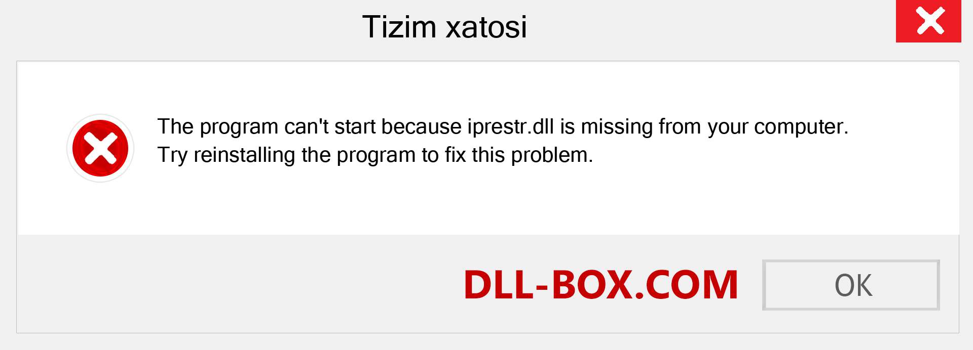 iprestr.dll fayli yo'qolganmi?. Windows 7, 8, 10 uchun yuklab olish - Windowsda iprestr dll etishmayotgan xatoni tuzating, rasmlar, rasmlar